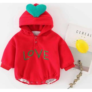 👉 Rompertje rood fluwelen active schoonheid baby's Herfst en winter baby liefdesbrief patroon dubbellaags dik driehoekige (kleur: maat: 100cm)