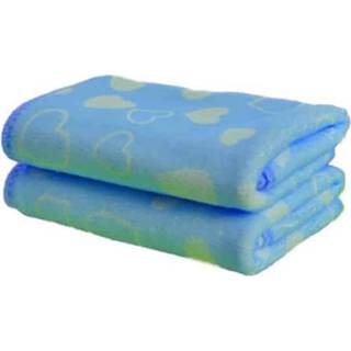 👉 Handdoek blauw active 2 STKS microfiber bedrukte perzik hart patroon (blauw)