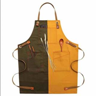 👉 Schort active kinderen Huishoudelijke denim Barista Floral Tea Shop kapper werkkleding, specificatie: voor 47cm (dubbele kleur)