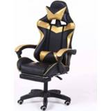👉 Bureaustoel goud active Computer Home Gaming Stoel Opgeheven Roterende Lounge met Voetsteun / Voeten van aluminiumlegering (Goud)