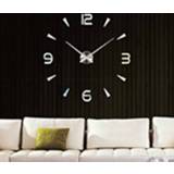 👉 Horloge zilver active Slaapkamer Woondecoratie Frameloze 3D Spiegel Grote DIY Muursticker Mute Klok, Maat: 100 * 100cm (Zilver) 6922705154397