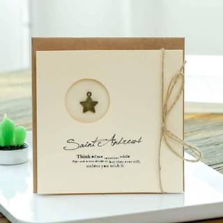 👉 Wenskaart metalen active feestelijke 15 STKS Vintage geschenk koeienhuid envelop kerstkaart (01 vijfpuntige ster)