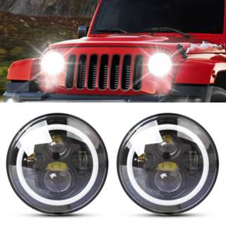 👉 2 STKS 7 inch IP68 Waterdichte 6500 K 75 W CREE LED Koplamp Hi / Lo Beam Rijden Lamp voor Jeep Wrangler JK TJ LJ