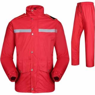 👉 Motorfiet rood 2XL active Duurzame reflecterende motorfiets split regenjas broek fiets elektrische winddicht waterdichte regenkleding voor volwassenen, maat: (rood)