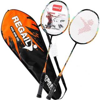 👉 Badmintonracket oranje carbon active entertainment REGAIL 8019 2 STUKS duurzaam voor beginners (oranje) 6922810892412