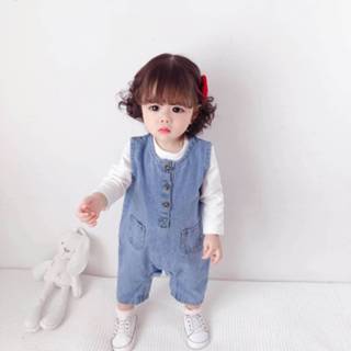 👉 Jumpsuit blauw active schoonheid kinderen Soft Denim Outing Romper (Kleur: Maat: 80cm)