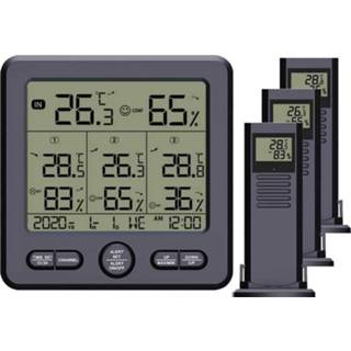 👉 Thermometer zwart active Drie gesleepte multifunctionele draadloze en hygrometer Hoge precisie-thermometer voor binnen buiten met kleuralarm (zwart)