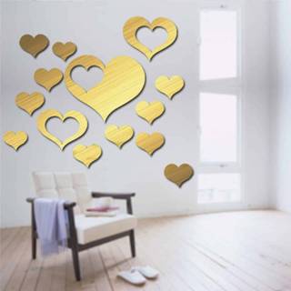 👉 Spiegel goud active 5 in 1 liefdesvorm kunst decor muurstickers woonkamer decoratie wanddecoratie sets (goud)