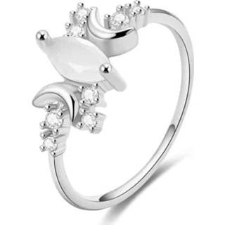 Verlovingsring wit kristal zilver active kleding senioren vrouwen White Opal Ring Dames Kristallen Verlovingsringen, Ringmaat: 7 (Zilver)