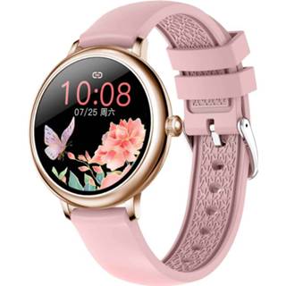 👉 Smartwatch rose goud active CF80 1,08 inch IPS kleuren touchscreen smartwatch, IP67 waterdicht, ondersteuning GPS / hartslagmeter slaapmonitor bloeddrukmonitoring (rose goud)