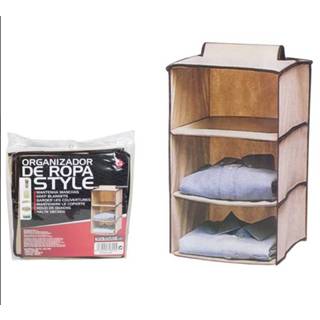 👉 Organizer beige stof active Kast - hangende opberger met 3 brede vakken 8430540706025