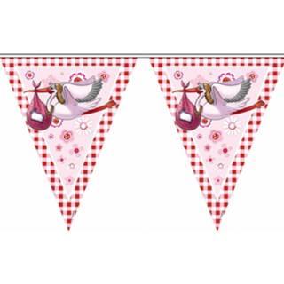 👉 Vlaggenlijn kunststof roze meisjes 1x Stuks Geboorte Meisje 6 Meter Feestartikelen En Versiering 8718758006121