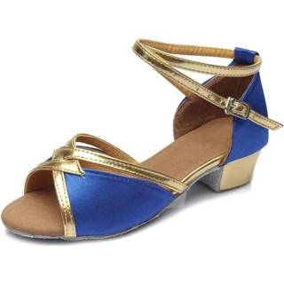 👉 Dansschoen blauw active meisjes vrouwen Tango Salsa Latin dansschoenen met lage hak en zachte bodem voor vrouwen, schoenmaat: 27 (blauw)