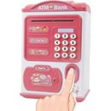 👉 Spaarpot roze active Simulatie Wachtwoord Vingerafdruksensor ontgrendelen Automatische rolgeldkluis ATM-spaarpot (roze)