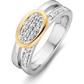 👉 Zirkonia zilveren active Excellent Jewelry Ring met Geelgouden Ovaal 8785259703781