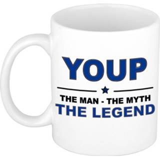 👉 Beker active mannen Youp The man, myth legend beterschap cadeau mok/beker 300 ml