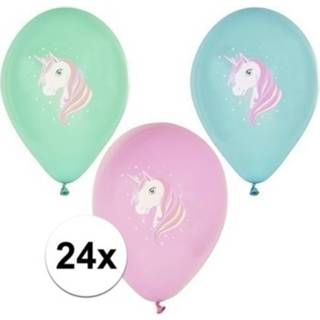 👉 Ballon active multi kunststof 24x Eenhoorn thema print ballonnen 29 cm