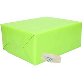 👉 Inpakpapier limoen groen papier 3x Lime/groen Inclusief Plakband - Cadeaupapier 8719538382831