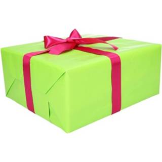 👉 Cadeaupapier groen roze papier Inpak Pakket Met En Lint 8719538377509