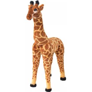 👉 Bruin geel pluche stof XXL Vidaxl Speelgoedgiraffe Staand En 8718475565796