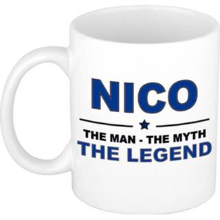 👉 Beker keramiek active mannen Nico The man, myth legend verjaardagscadeau mok / 300 ml