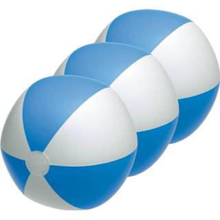 👉 Strandbal blauw wit kinderen 10x Opblaasbare strandballen blauw/wit 28 cm speelgoed