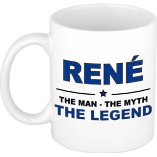 👉 Beker keramiek active mannen Rene The man, myth legend verjaardagscadeau mok / 300 ml