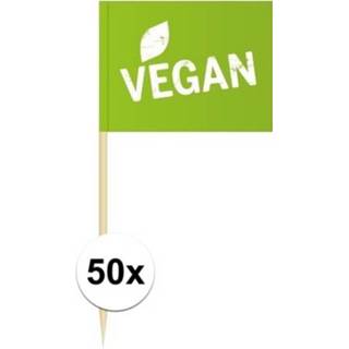 👉 Vlag active groene 50x Vegan cocktailprikkertjes 8 cm