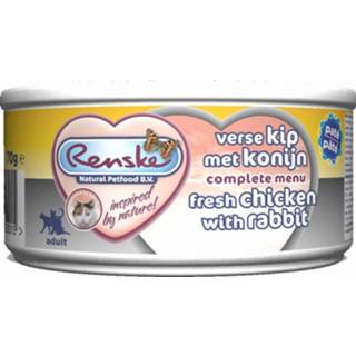 Vers vlees active Renske Voeding Kat Kip-Konijn Pate 70 gr 8717185292428
