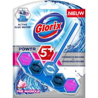 👉 Toiletblok blauw roze active Glorix Water Pink Magnolia 8710447467572