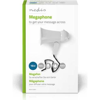 Megafoon wit active Nedis MEPH100WT 15 W Bereik Van 100 M Ingebouwde Microfoon 5412810283965