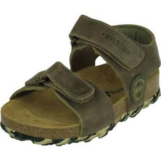 👉 Leder normaal jongensschoenen Kaki Bruin jongens Develab Boys patch