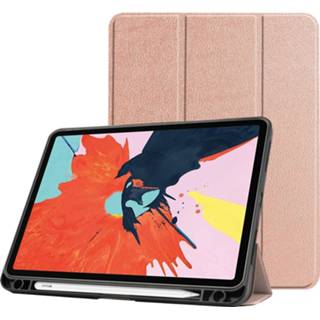 👉 Pencil goud active IPad Air 2020 hoes - 10.9 inch Tri-Fold Book Case met Apple Houder Rosé 8719793113461