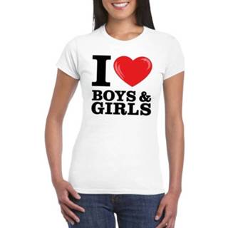 👉 Shirt active jongens meisjes vrouwen wit I love boys & girls t-shirt dames