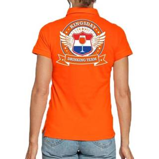 👉 Shirt oranje active vrouwen Willems Drinking Team polo t-shirt met kroon voor dames