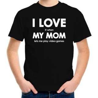 Video game active kinderen zwart I love it when my mom lets me play games t-shirt voor kids