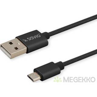 Zwart Savio CL-129 USB-kabel 2 m USB 2.0 A C 5901986044628