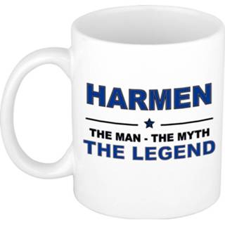 👉 Beker mannen Harmen The man, myth legend cadeau koffie mok / thee 300 ml