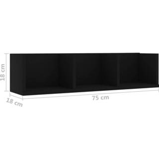 Cd-wandschap 75x18x18 cm spaanplaat zwart