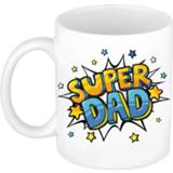 👉 Wit Super dad bedank mok / cadeaubeker met sterren 300 ml