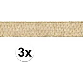 👉 Active 3x Jute cadeaulint/decoratielint 5 x 500 cm op rol