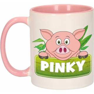 👉 Beker roze wit kinderen Kinder varkens mok / Pinky 300 ml - Action products