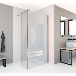 👉 Zijwand slimline helder koper Mueller 40x200cm 8mm anti-kalk geborsteld 7439656473471