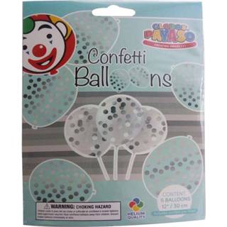 👉 Ballon transparant active Globos Ballonnen met Confetti 6 Stuks /Zilver 8711194026029