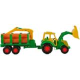 👉 Aanhanger groen geel kunststof Polesie Tractor Kevin Met En Laadkraan Groen/geel 4810344035295