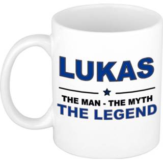 👉 Koffiemok mannen Namen / theebeker Lukas The man, myth legend 300 ml