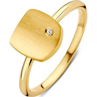 👉 Zirkonia active Excellent Jewelry Geelgouden Ring met Vierkant Plaatje