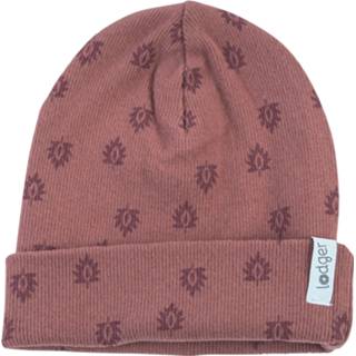 👉 Beanie active Lodger Print Rib - Rosewood 8719033401259