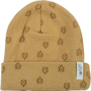 👉 Beanie active Lodger Print Rib - Honey 8719033401136