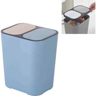 👉 Prullenbak blauw active tassen Droge en natte classificatie Druk op Huishoudelijke keukenpapiermand (blauw)